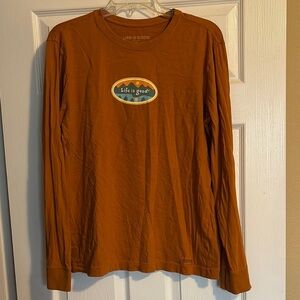 Life Is Good men’s dark orange long sleeve graphic t-shirt size small
